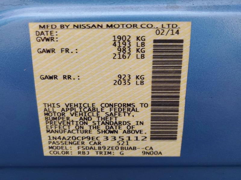 Aukcja sprzedaży 2014 Nissan Leaf, vin: 1N4AZ0CP9EC335112, numer aukcji: 69884996