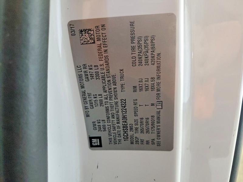 2017 Chevrolet Colorado მანქანა იყიდება აუქციონზე, vin: 1GCHSBEA0H1224322, აუქციონის ნომერი: 70348826