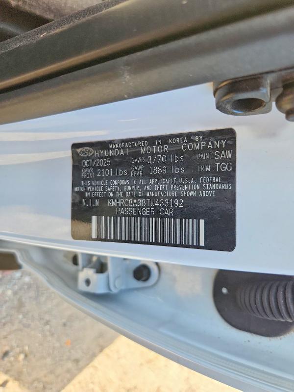 Продаж на аукціоні авто 2026 Hyundai Venue, vin: KMHRC8A38TU433192, номер лоту: 69368096
