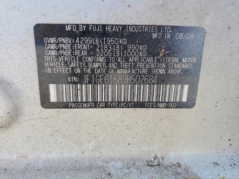Auction sale of the 2009 Subaru Impreza, vin: JF1GE61689H502684        , lot number: 69086966