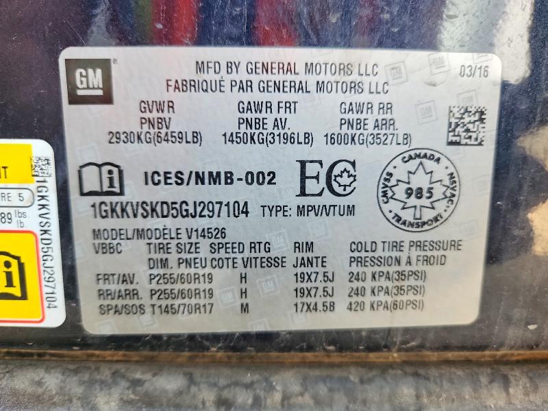 Aukcja sprzedaży 2016 Gmc Acadia, vin: 1GKKVSKD5GJ297104, numer aukcji: 70261016