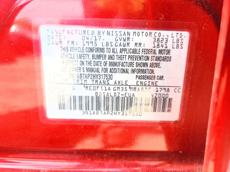 Продажа на аукционе авто 2017 Nissan Sentra, vin: 3N1AB7AP2HY317530, номер лота: 67825956
