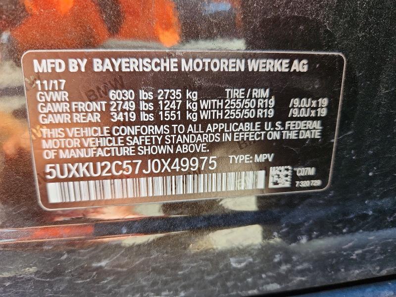 69900736 :رقم المزاد ، 5UXKU2C57J0X49975 vin ، 2018 Bmw X6 مزاد بيع