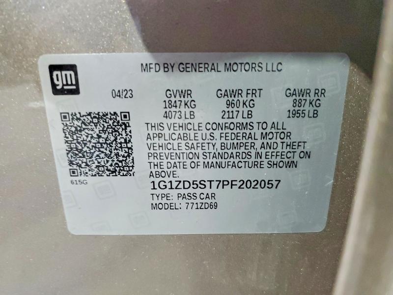 Aukcja sprzedaży 2023 Chevrolet Malibu, vin: 1G1ZD5ST7PF202057, numer aukcji: 69849036