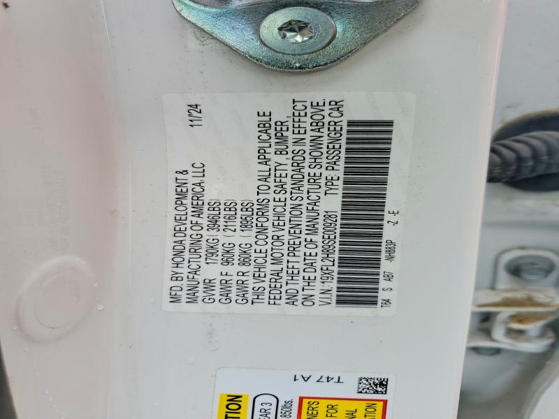 2025 Honda Civic მანქანა იყიდება აუქციონზე, vin: 19XFL2H89SE009281, აუქციონის ნომერი: 70143956