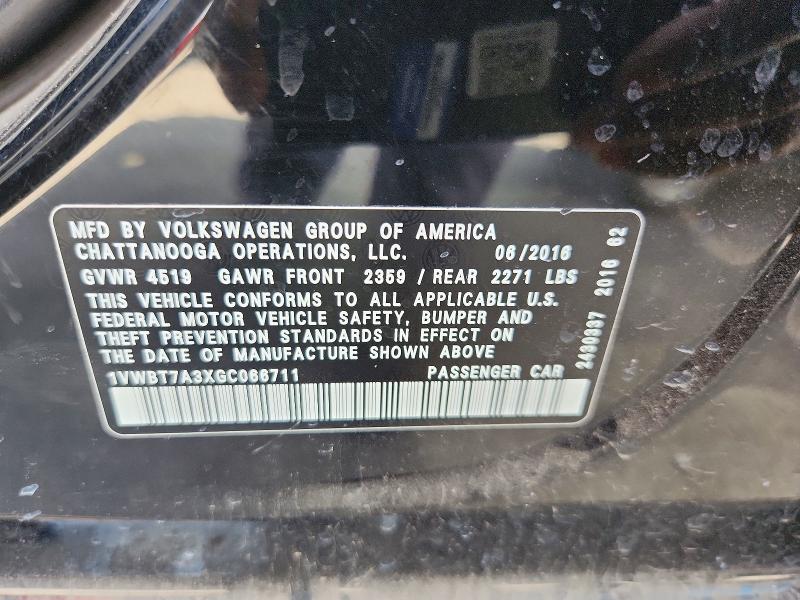 69314726 :رقم المزاد ، 1VWBT7A3XGC066711 vin ، 2016 Volkswagen Passat مزاد بيع