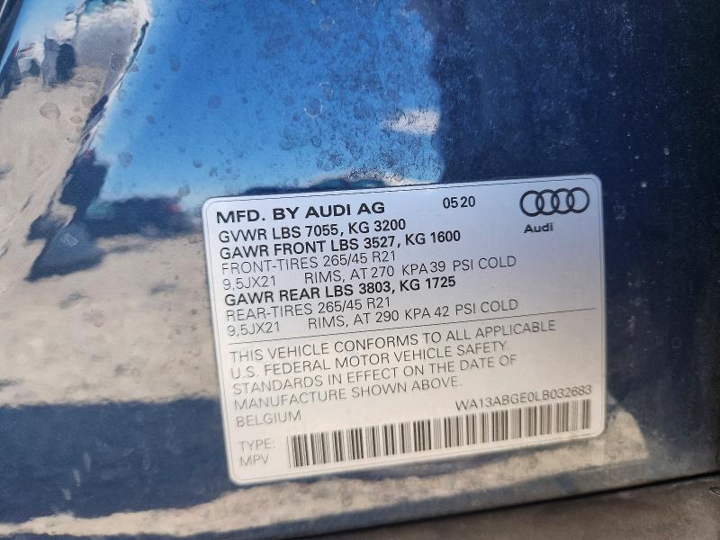 Aukcja sprzedaży 2020 Audi E-tron, vin: WA13ABGE0LB032683, numer aukcji: 67754206