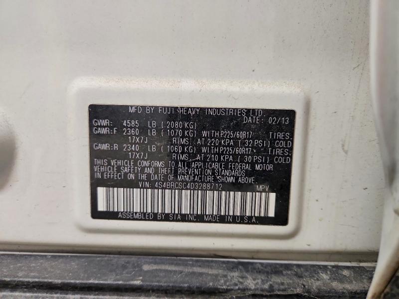 70306766 :رقم المزاد ، 4S4BRCSC4D3288712 vin ، 2013 Subaru Outback مزاد بيع