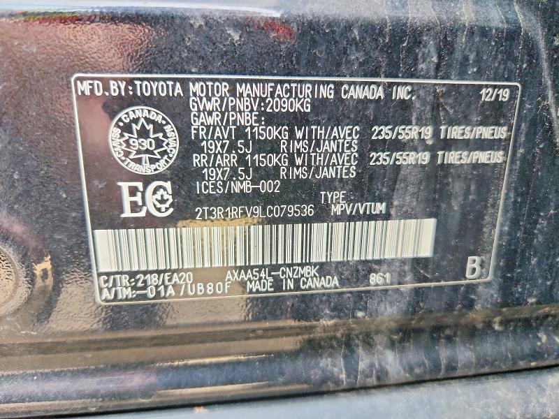 Aukcja sprzedaży 2020 Toyota Rav4, vin: 2T3R1RFV9LC079536, numer aukcji: 67844886