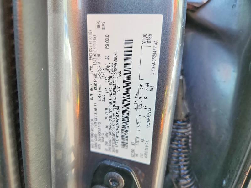 Auction sale of the 2021 Ford F150, vin: 1FTEW1CP5MFC05108, lot number: 69029626