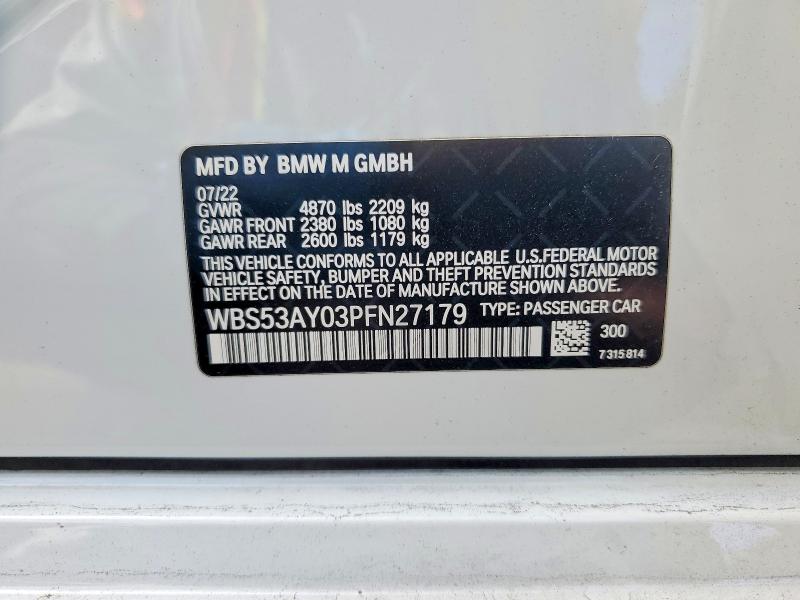 70054816 :رقم المزاد ، WBS53AY03PFN27179 vin ، 2023 Bmw M3 مزاد بيع