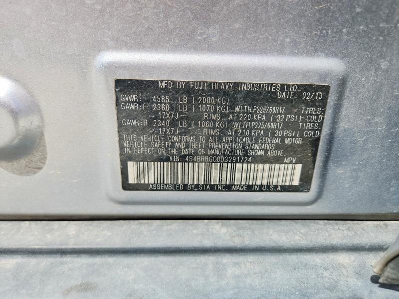2013 Subaru Outback მანქანა იყიდება აუქციონზე, vin: 4S4BRBGC0D3291724, აუქციონის ნომერი: 68446826