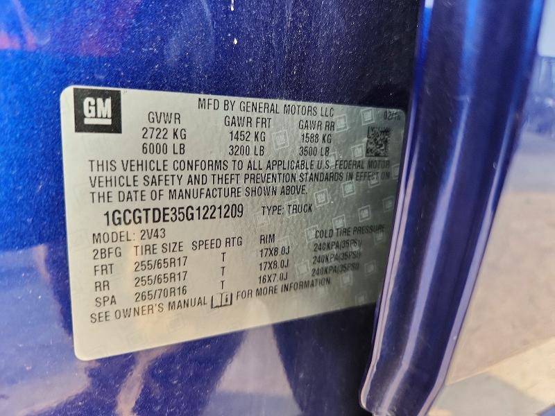 Aukcja sprzedaży 2016 Chevrolet Colorado, vin: 1GCGTDE35G1221209, numer aukcji: 68616386