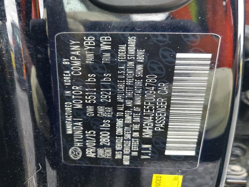 2015 Hyundai Genesis მანქანა იყიდება აუქციონზე, vin: KMHGN4JE5FU094780, აუქციონის ნომერი: 69236266