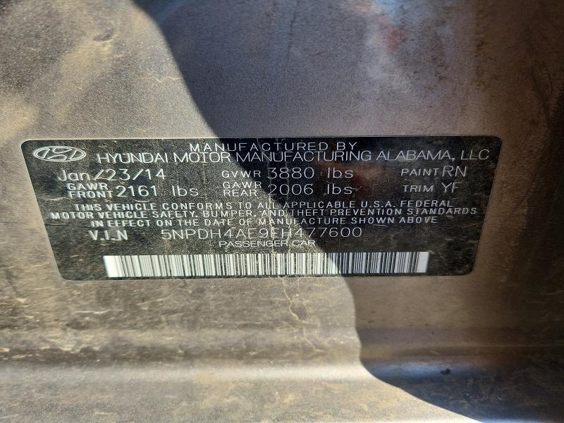 Продажа на аукционе авто 2014 Hyundai Elantra, vin: 5NPDH4AE9EH477600, номер лота: 69971976