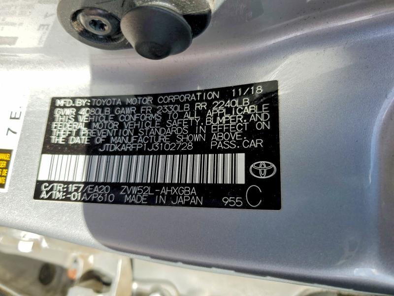 69719996 :رقم المزاد ، JTDKARFP1J3102728 vin ، 2018 Toyota Prius Prime مزاد بيع