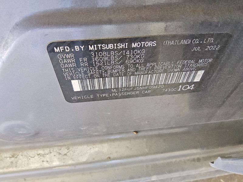 Aukcja sprzedaży 2022 Mitsubishi Mirage, vin: ML32FUFJ5NHF09420, numer aukcji: 65194576