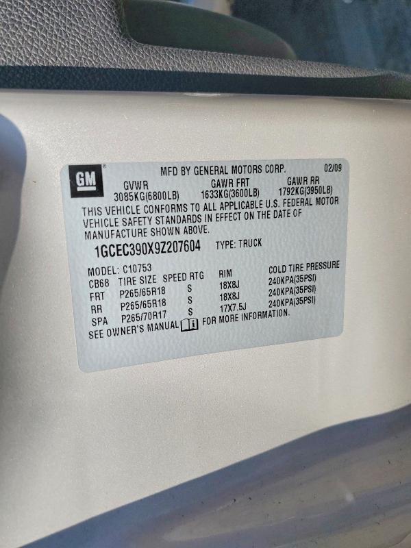 Продажа на аукционе авто 2009 Chevrolet Silverado, vin: 1GCEC390X9Z207604, номер лота: 70161446