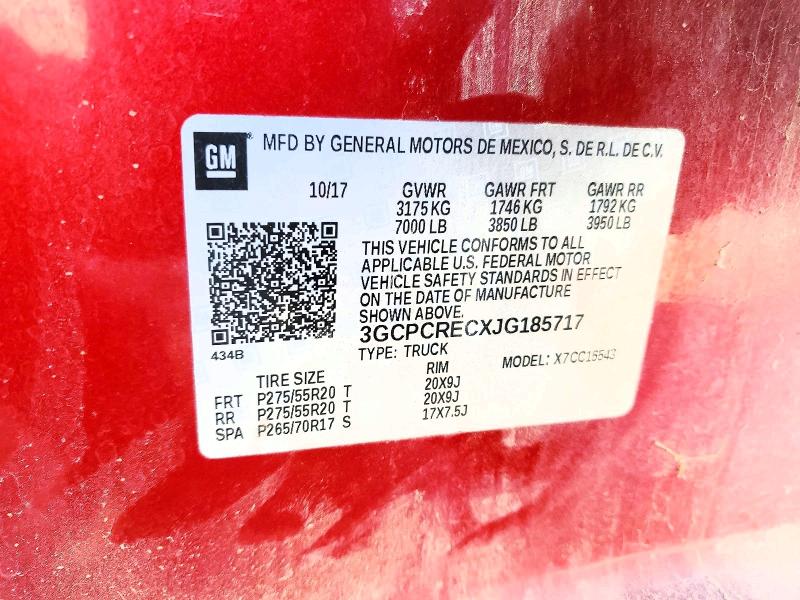 71013906 :رقم المزاد ، 3GCPCRECXJG185717 vin ، 2018 Chevrolet Silverado مزاد بيع