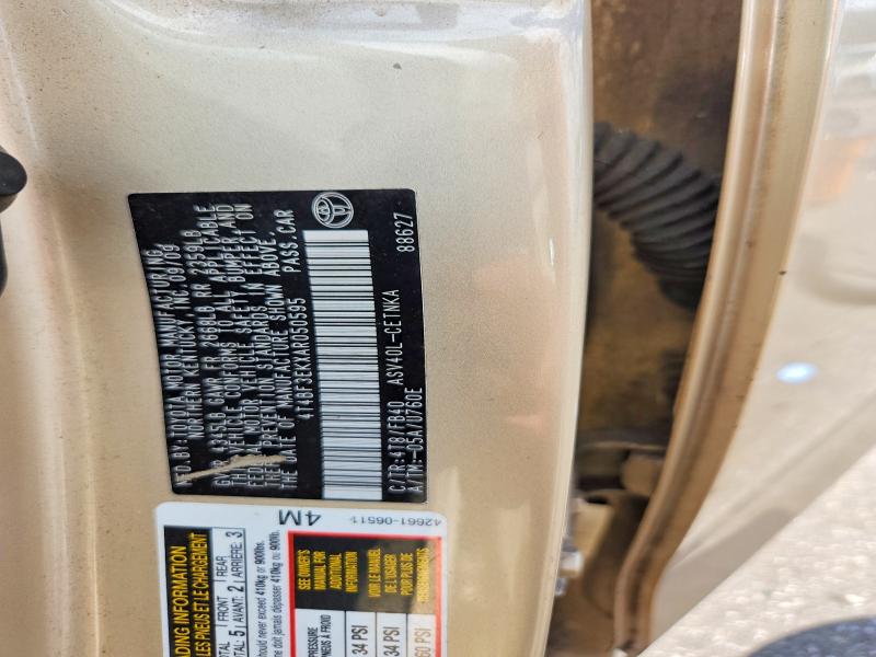 2010 Toyota Camry მანქანა იყიდება აუქციონზე, vin: 4T4BF3EKXAR050595, აუქციონის ნომერი: 71199406