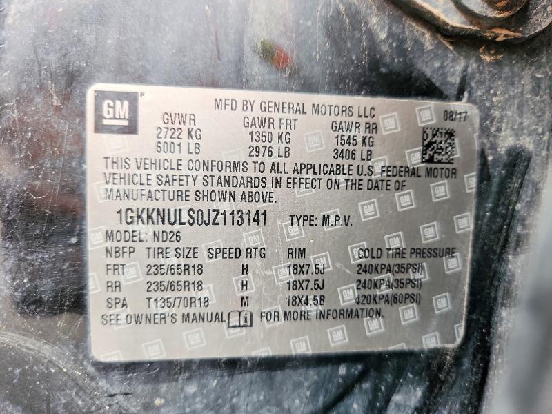 2018 Gmc Acadia მანქანა იყიდება აუქციონზე, vin: 1GKKNULS0JZ113141, აუქციონის ნომერი: 69712316