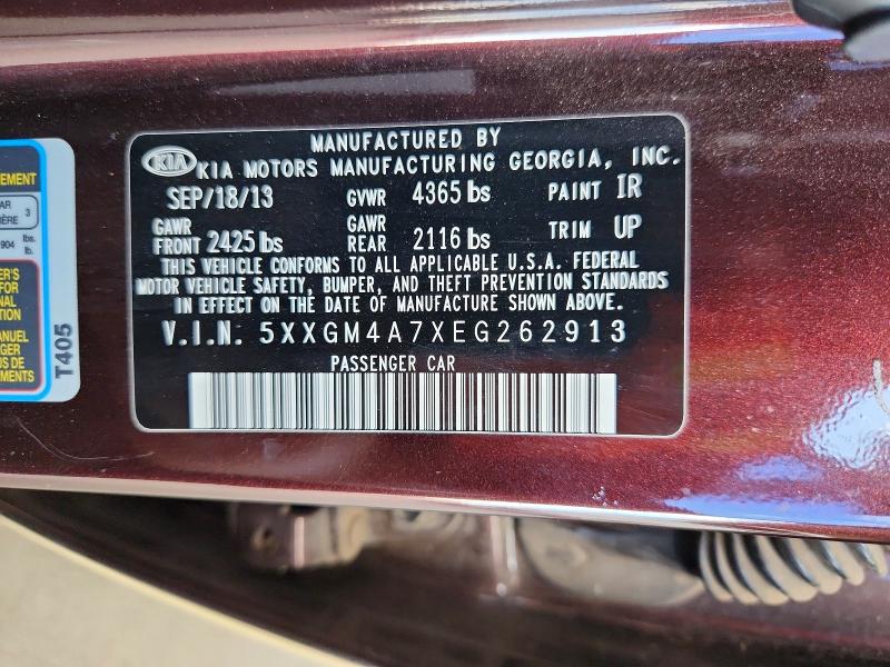 Aukcja sprzedaży 2014 Kia Optima, vin: 5XXGM4A7XEG262913, numer aukcji: 68687336