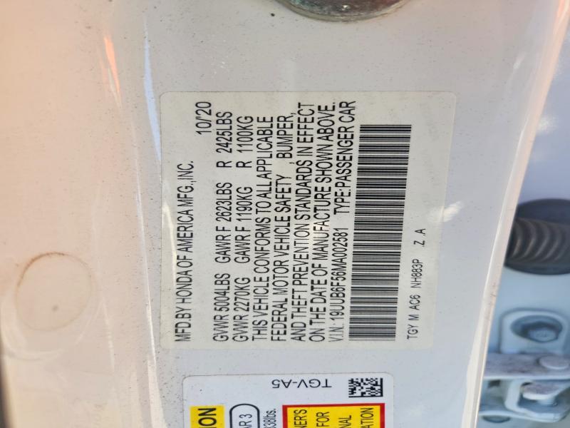 67464066 :رقم المزاد ، 19UUB6F56MA002581 vin ، 2021 Acura Tlx مزاد بيع