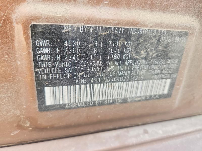 Продажа на аукционе авто 2011 Subaru Legacy, vin: 4S3BMDJ64B2214259, номер лота: 68278486