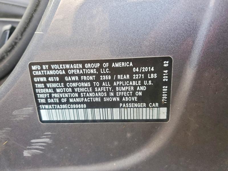 Aukcja sprzedaży 2014 Volkswagen Passat, vin: 1VWAT7A39EC099689, numer aukcji: 69185756