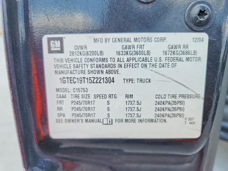 68383846 :رقم المزاد ، 1GTEC19T15Z221304 vin ، 2005 Gmc New Sierra مزاد بيع
