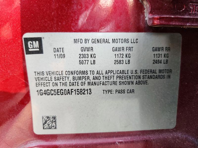 Aukcja sprzedaży 2010 Buick Lacrosse, vin: 1G4GC5EG0AF158213, numer aukcji: 68650606