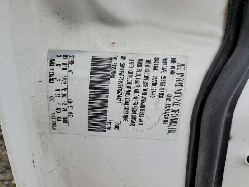 Aukcja sprzedaży 2000 Mercury Grand Marquis, vin: 2MEFM75W9YX674471, numer aukcji: 65389046