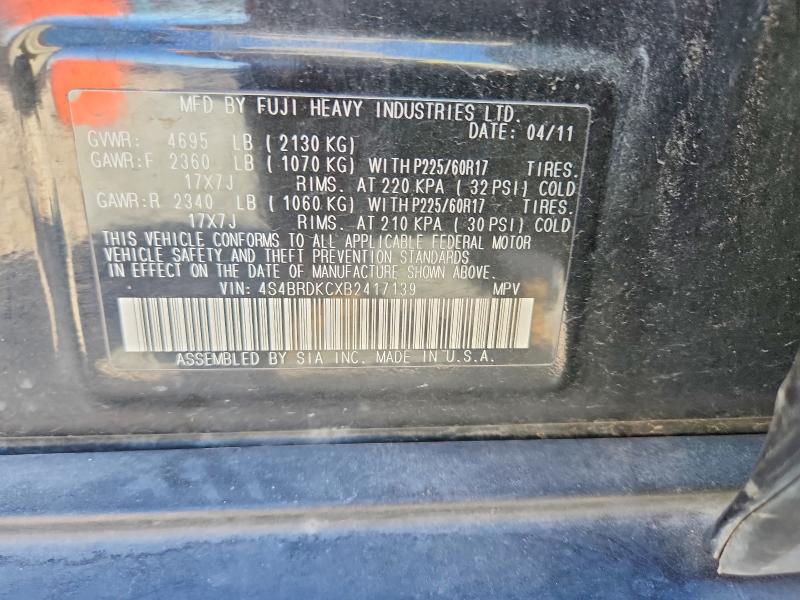 Aukcja sprzedaży 2011 Subaru Outback, vin: 4S4BRDKCXB2417139, numer aukcji: 68260626