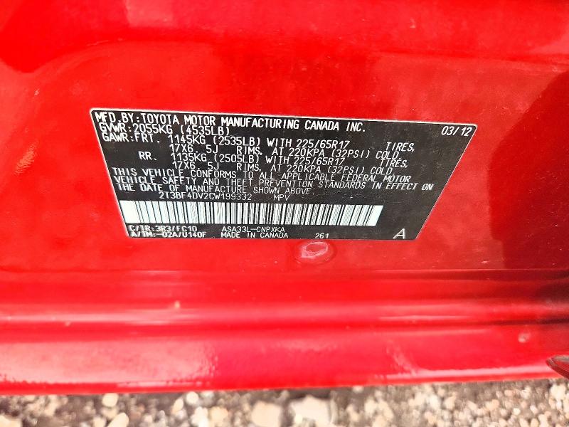 Aukcja sprzedaży 2012 Toyota Rav4, vin: 2T3BF4DV2CW199332, numer aukcji: 70523926
