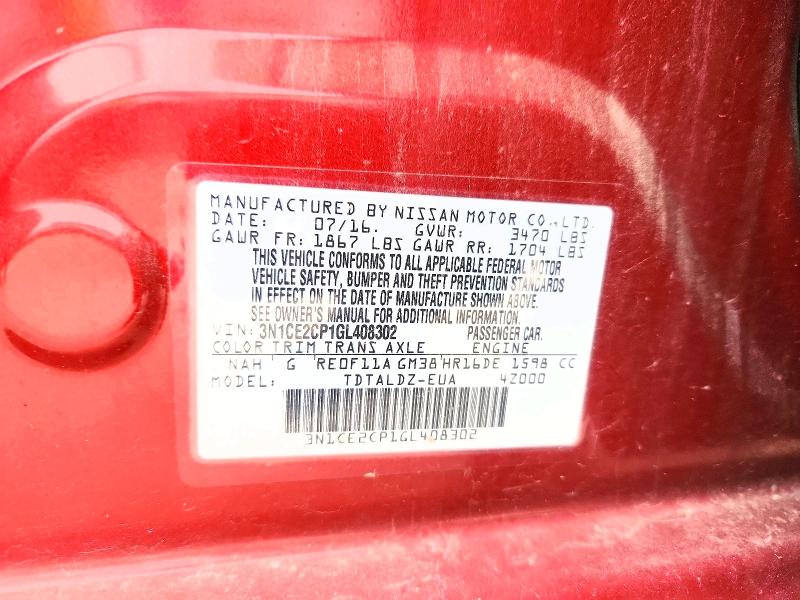 Продаж на аукціоні авто 2016 Nissan Versa Note, vin: 3N1CE2CP1GL408302, номер лоту: 69584006