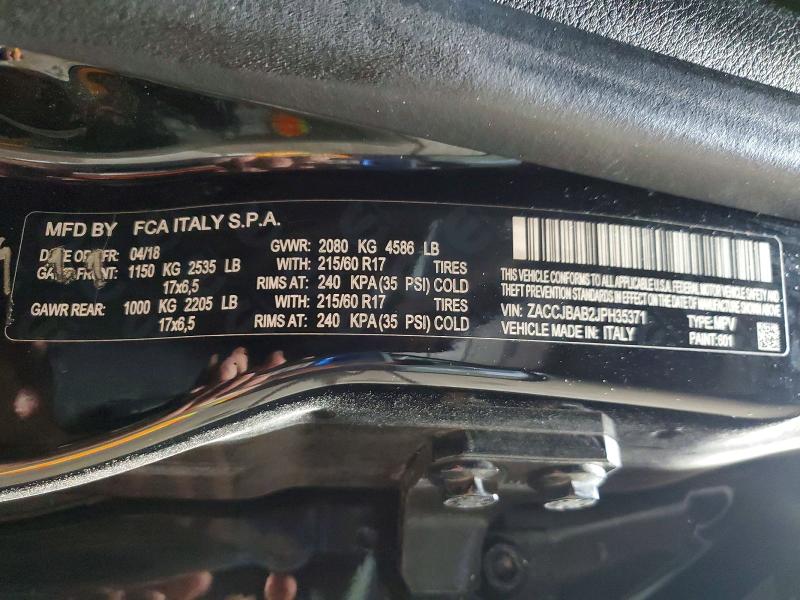 68808216 :رقم المزاد ، ZACCJBAB2JPH35371 vin ، 2018 Jeep Renegade مزاد بيع