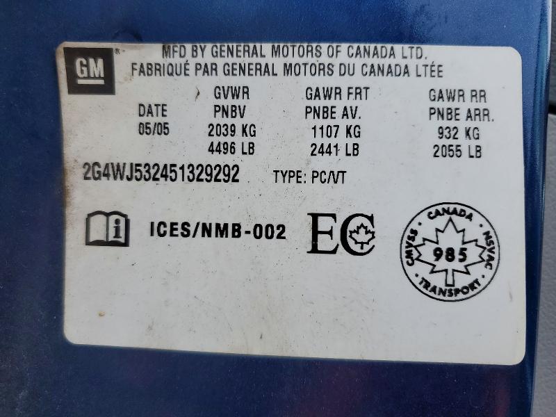 2005 Buick Allure მანქანა იყიდება აუქციონზე, vin: 2G4WJ532451329292, აუქციონის ნომერი: 68758676