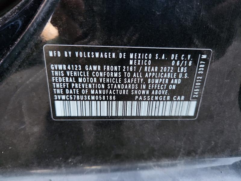 67464186 :رقم المزاد ، 3VWC57BU3KM058186 vin ، 2019 Volkswagen Jetta مزاد بيع