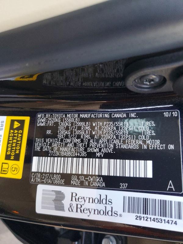 Aukcja sprzedaży 2011 Lexus Rx, vin: 2T2ZK1BA9BC044385, numer aukcji: 71046836