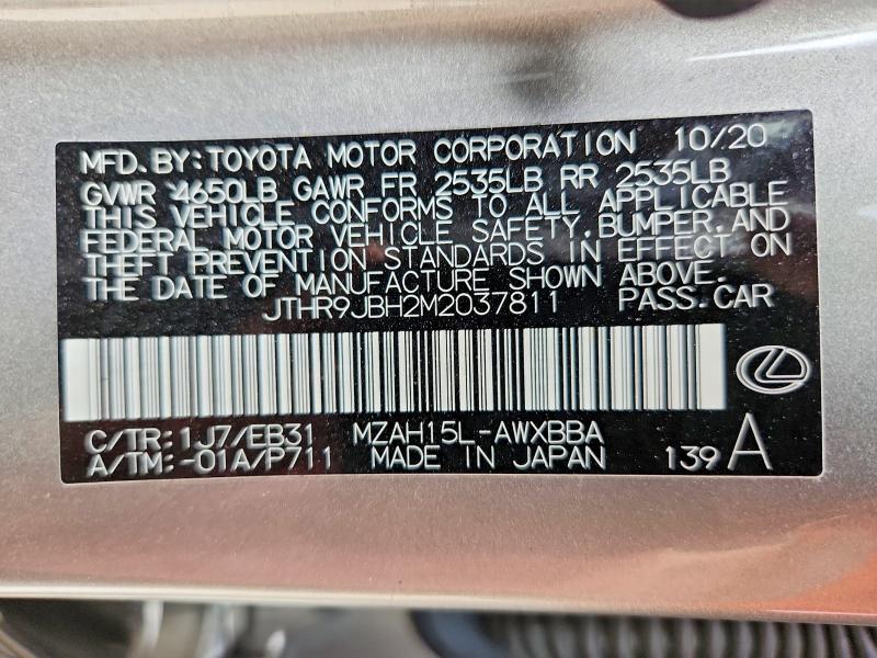 66861326 :رقم المزاد ، JTHR9JBH2M2037811 vin ، 2021 Lexus Ux مزاد بيع