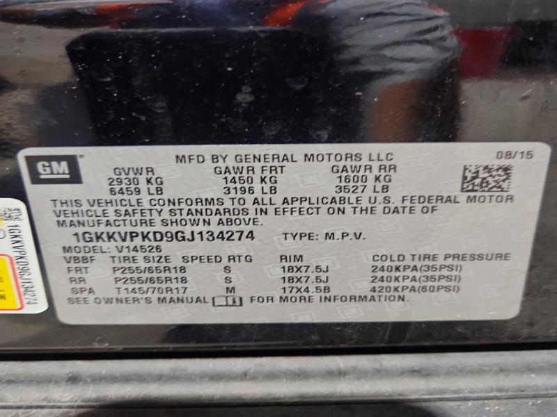 2016 Gmc Acadia მანქანა იყიდება აუქციონზე, vin: 1GKKVPKD9GJ134274, აუქციონის ნომერი: 69864216