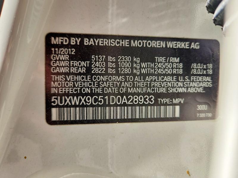 Aukcja sprzedaży 2013 Bmw X3, vin: 5UXWX9C51D0A28933, numer aukcji: 70857746