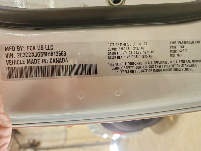 70185726 :رقم المزاد ، 2C3CDXJG5MH613663 vin ، 2021 Dodge Charger مزاد بيع