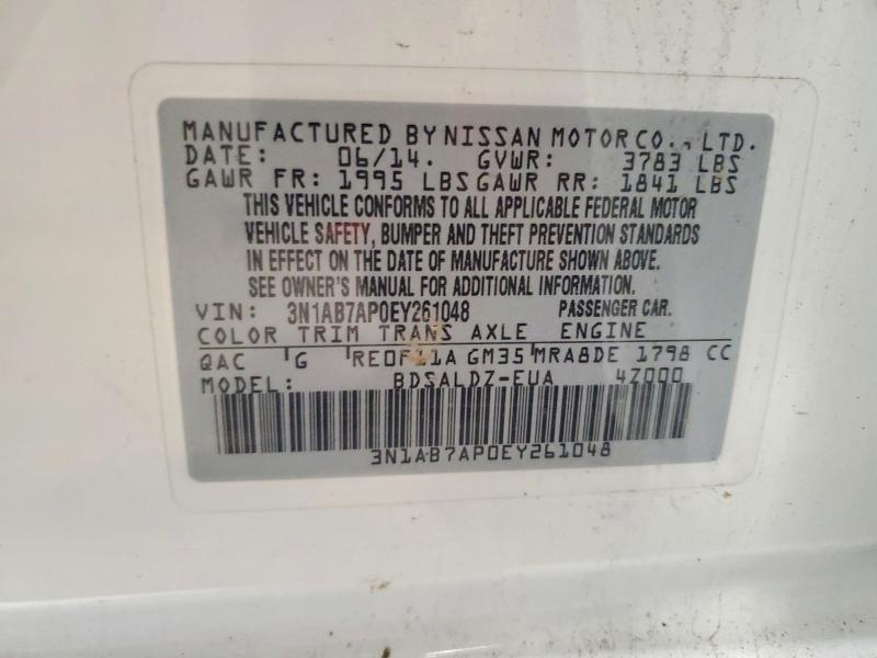 Продаж на аукціоні авто 2014 Nissan Sentra, vin: 3N1AB7AP0EY261048, номер лоту: 70241436