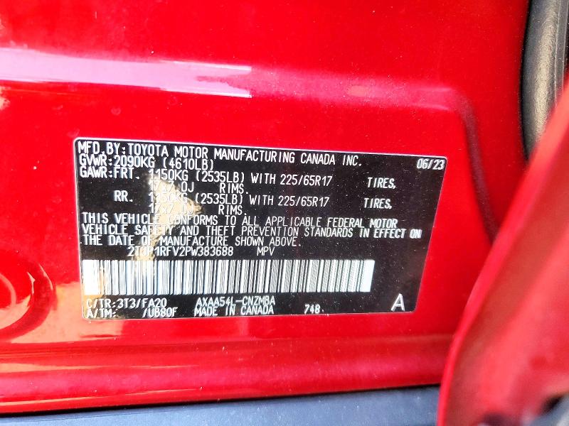 67696156 :رقم المزاد ، 2T3P1RFV2PW383688 vin ، 2023 Toyota Rav4 مزاد بيع
