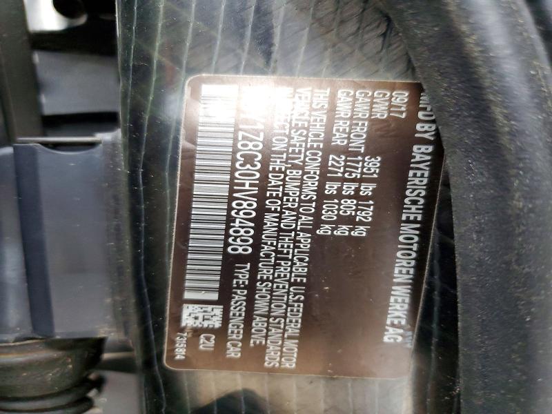 2017 Bmw I3 მანქანა იყიდება აუქციონზე, vin: WBY1Z8C30HV894898, აუქციონის ნომერი: 66978386