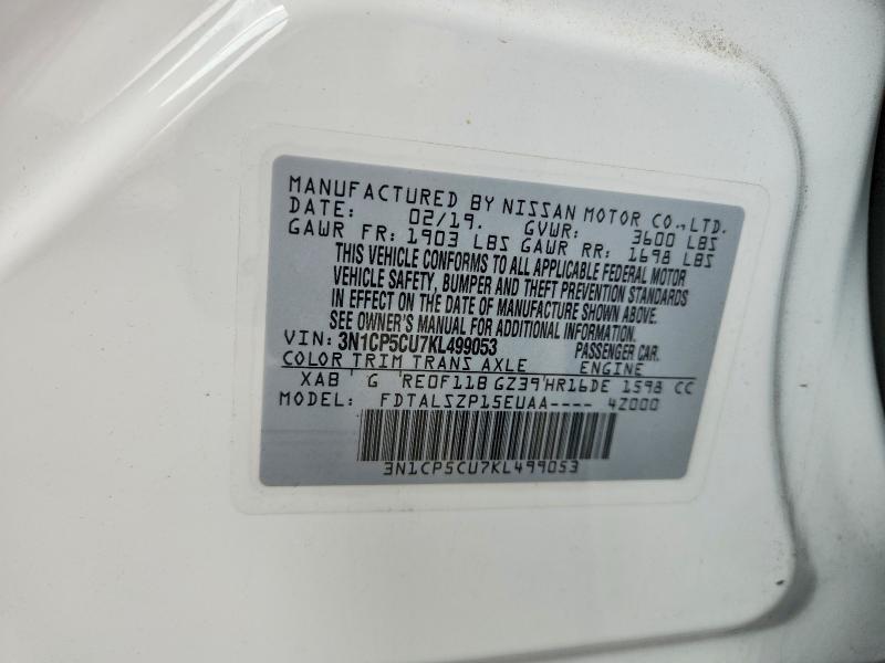 Продажа на аукционе авто 2019 Nissan Kicks, vin: 3N1CP5CU7KL499053, номер лота: 69441166