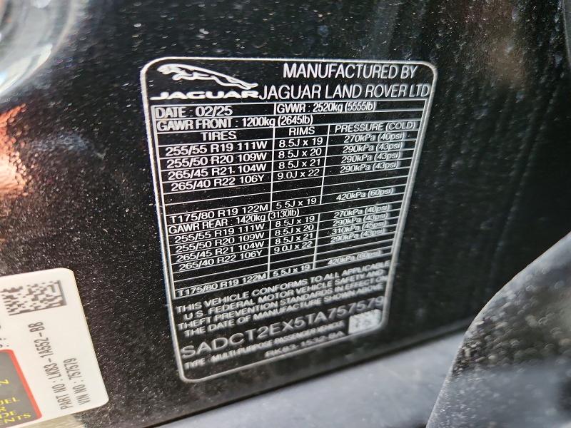 Продаж на аукціоні авто 2026 Jaguar F-pace, vin: SADCT2EX5TA757579, номер лоту: 69205896