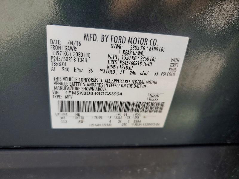 Продажа на аукционе авто 2016 Ford Explorer, vin: 1FM5K8D84GGC83904, номер лота: 70049696