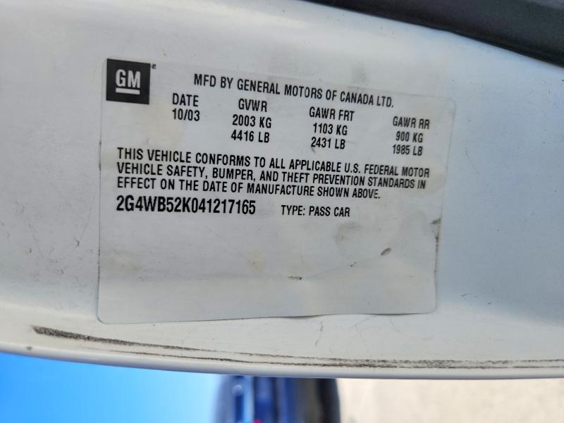 Продажа на аукционе авто 2004 Buick Regal, vin: 2G4WB52K041217165, номер лота: 67075096